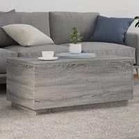 Tavolino da Soggiorno con Luci LED Grigio Sonoma 90x50x40 cm 839880