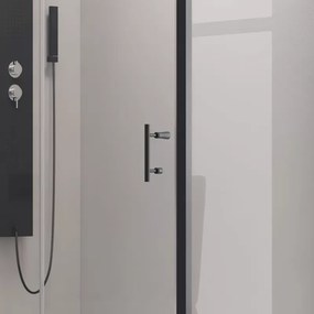 Box doccia angolo 110x70 cm con telaio nero e anta scorrevole KFN5000S - KAMALU