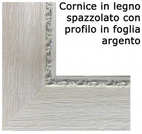 Art Maiora Capezzale con la famiglia in stile moderno "Cuore" 110x65 Cornice in legno spazzolato con profilo in foglia argento