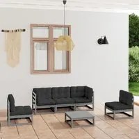 Set Divani da Giardino 6 pz con Cuscini Legno Massello Pino 3076446