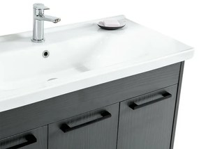 Mobile bagno sospeso 100 cm grigio effetto legno con armadietto a specchio Sofia