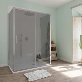 Box doccia con ingresso frontale Bilbao L 100 x H 190 cm vetro senza finitura / trasparente profilo grigio cromato