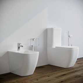 Bidet e Vaso wc monoblocco Legend filo muro in ceramica completo di sedile softclose