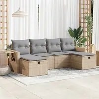 Set Divano da Giardino 6 pz con Cuscini Beige in Polyrattan 3325525