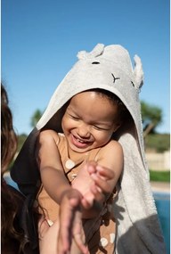 Asciugamano con cappuccio da bambini grigio in cotone 76x76 cm Rabbit – Kindsgut