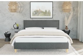 Letto matrimoniale imbottito grigio scuro con griglia 180x200 cm Tina - Ropez