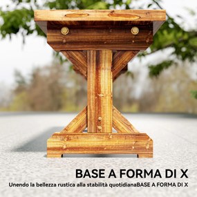 Panca da Giardino 2 Posti 114x40x46 cm Senza Schienale in Stile Rustico in Legno di Abete...