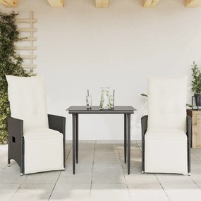 Sedie reclinabili da giardino 2 pz con cuscini nero polyrattan