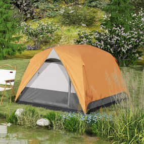 Tenda da Campeggio per 3 Persone Impermeabile 200x200x135H cm Impermeabile con Tasca e Gancio per Lanterna Arancione...