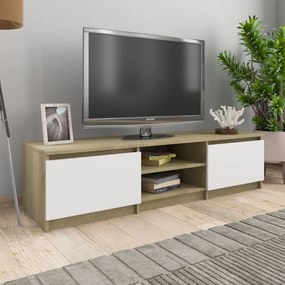 Mobile tv bianco rovere sonoma 140x40x35,5 cm legno multistrato