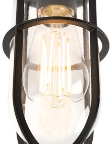 Lampada da soffitto per esterni in stile rustico nera con vetro IP44 - Elza