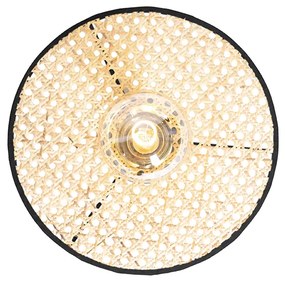 Lampada da soffitto e da parete rustica nera con rattan 30 cm - Kata