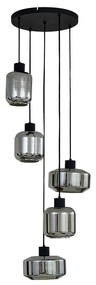 Lindby - Hildur 5 Cluster Lampada a Sospensione Fumé Grigio/Nero Lindby