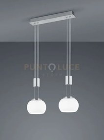 Madison sospensione led barra metallo acciaio e 2 vetri sfera bianc...