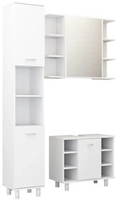 Set mobili da bagno 3 pz bianco in truciolato