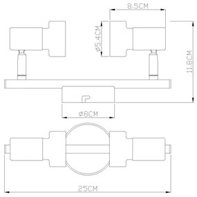 Globo 57917-2N - Faretto  MASON 2xGU10/25W/230V nero/argento