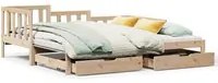 Dormeuse con Letto Estraibile e Cassetti 80x200cm Massello Pino 3302219