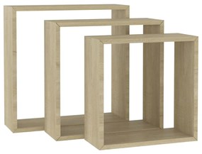 Mensole a cubo 3 pz rovere sonoma