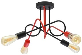 Lampadario a plafone OXFORD 4xE27/15W/230V nero/rosso