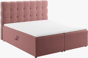 Letto boxspring Mamaia in velluto Bluvel con contenitore e testiera - 140x200 cm