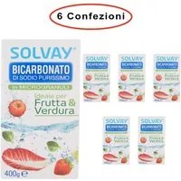 Solvay bicarbonato di sodio ideale per frutta & verdura e superfici 6 confezioni da 400 grammi