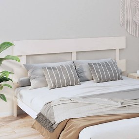 Testiera Per Letto Bianca 204x3x81 Cm İn Legno Massello Di Pino /