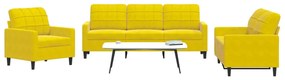 Set Di Divani 3 Pz Con Cuscini Giallo İn Velluto /