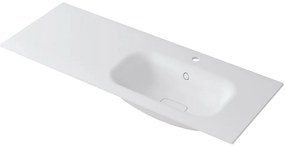 Lavabo a incasso rettangolare vasca a destra L 120.5 x H 15 x P 46 cm in resina bianco opaco