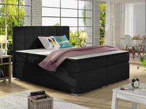 Letto matrimoniale boxspring Sara - 160 x 200 cm , Tessuto nero liscio