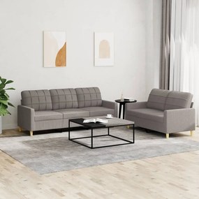 Set Di Divani 2 Pz Con Cuscini Tortora İn Tessuto /
