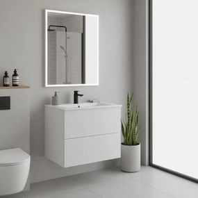 Mobile da bagno sospeso sotto lavabo L 59.5 x H 50 x P 45.5 cm bianco opaco, 2 cassetti Opera
