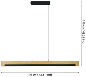 Eglo 901737 - Lampadario a sospensione con filo LED dimmerabile CAMACHO LED/25,5W/230V nero/beige