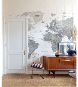 Fotomurale Mappa, bianco, grigio