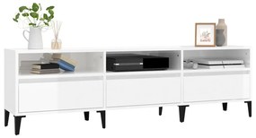 Mobile porta tv bianco lucido 150x30x44,5 cm legno multistrato