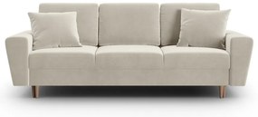 Divano beige allungabile e con contenitore con rivestimento in velluto 235 cm Kyoto – Cosmopolitan Design