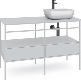 Mobile bagno da terra con lavabo L 120 x H 92 x P 45.5 cm nero 2 cassetti per vasca centrale Outline