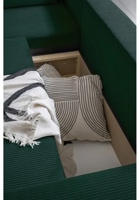 Divano letto angolare in velluto a coste verde scuro Brave Dave - Miuform