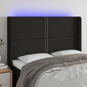 Testiera A Led Nera 147x16x118/128 Cm İn Tessuto /