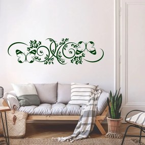 Adesivi da parete - Ornamento a fiori con le farfalle | Inspio