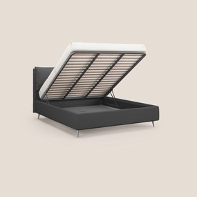 Elsa letto imbottito con vano contenitore in tessuto smacchiabile T05 antracite