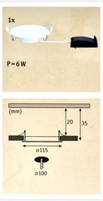 Paulmann 92061 - LED/6W IP44 Lampada da incasso per bagno QUALITY LINE 230V