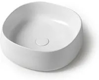 Lavabo da appoggio 42 cm con angoli stondati in ceramica bianco opaco Milos