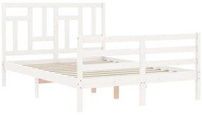 Giroletto con testiera bianco 4ft small double legno massello