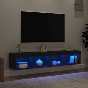 Mobili porta tv con luci led 2 pz neri 80x30x30 cm
