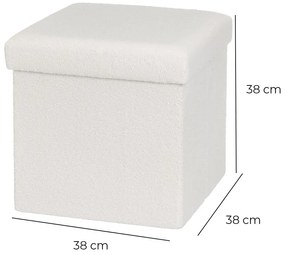 Poggiapiedi in tessuto bouclé bianco Ecru - Casa Selección