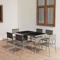 Set Mobili da Pranzo Giardino 7 pz Polyrattan Antracite Grigio cod mxl 69696