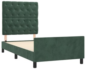 Giroletto con testiera verde scuro 80x200 cm in velluto