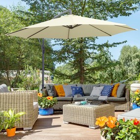 Ombrellone Decentrato da Giardino in Alluminio 3M con Protezione UV Beige...