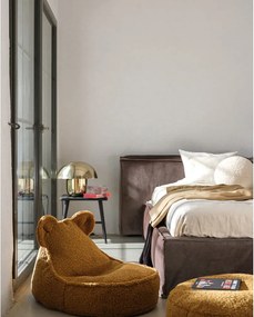 Pouf a sacco per bambini marrone con rivestimento in bouclé Round – Wigiwama