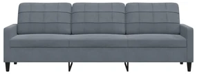 Divano a 3 posti grigio scuro 210 cm in velluto